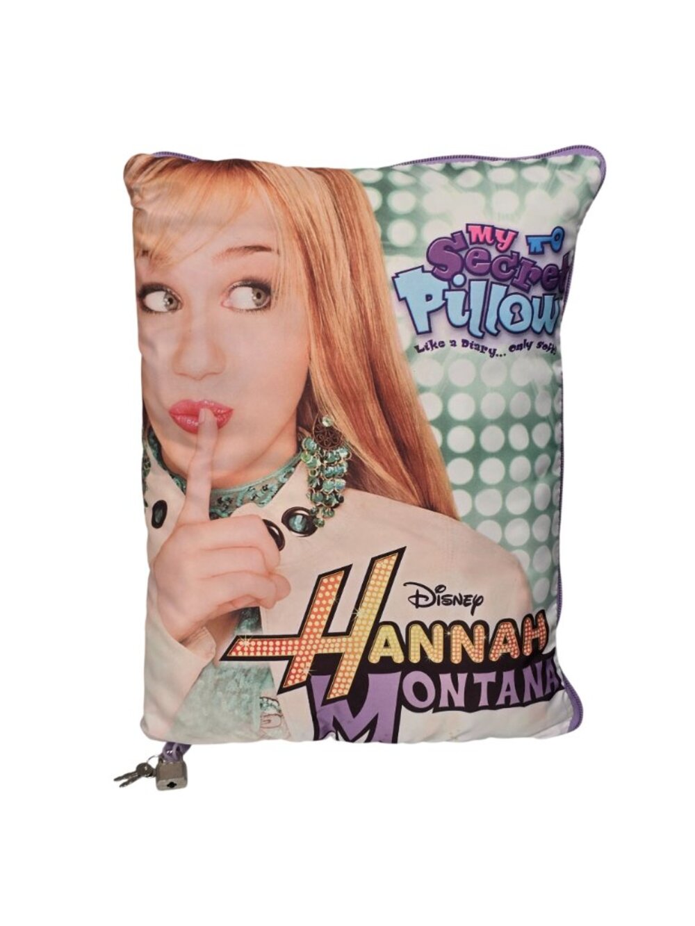 Hannah Montana My Secret Pillow With Lock & Key 2008 Senario Purple Diary - Picture 2 of 15